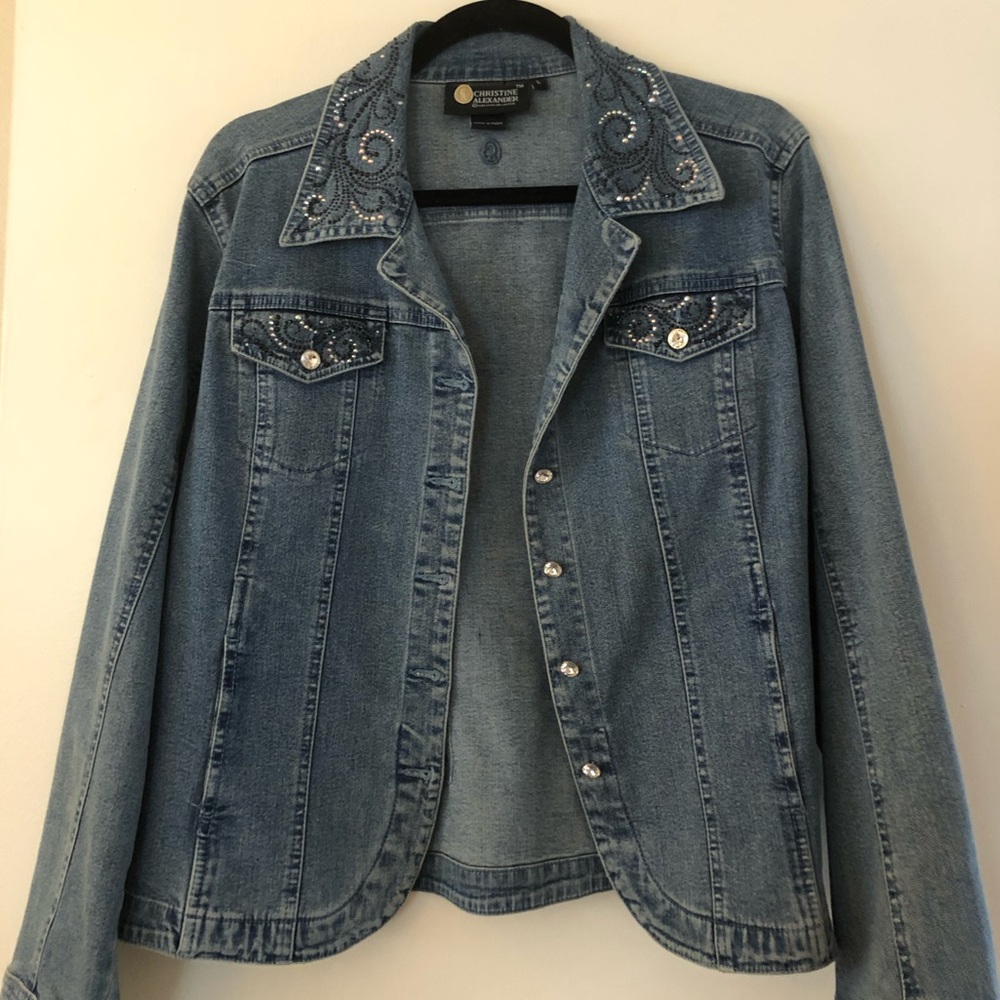 Jean jacket with rhinestones